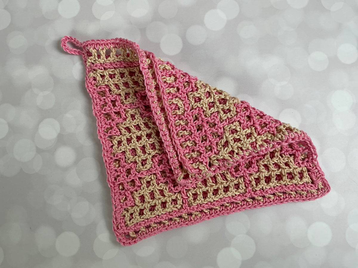 Mosaic Crochet Dishcloth - Mirrored Diamonds