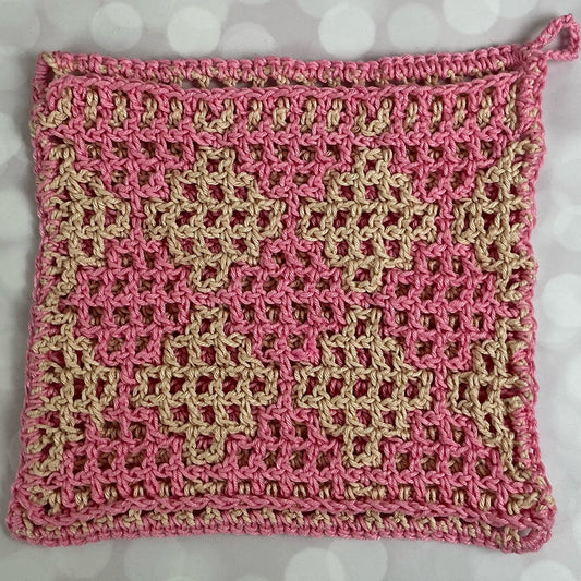 Mosaic Crochet Dishcloth - Mirrored Diamonds