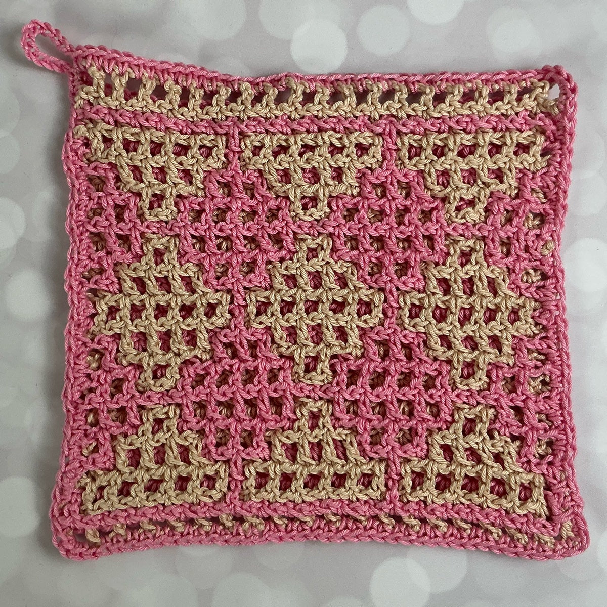 Mosaic Crochet Dishcloth - Mirrored Diamonds